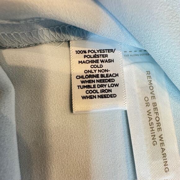 Loft Baby Blue Chiffon V-Neck Long Sleeve Blouse - Small - Picture 11 of 13